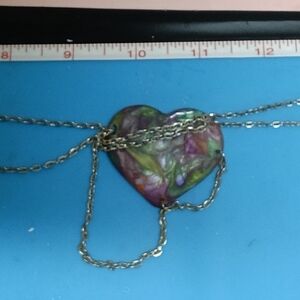 Heart-Shaped Multicolor Pendant Necklace